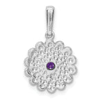 Sterling Silver 925 Amethyst Pendant with Elegant Purple Enamel