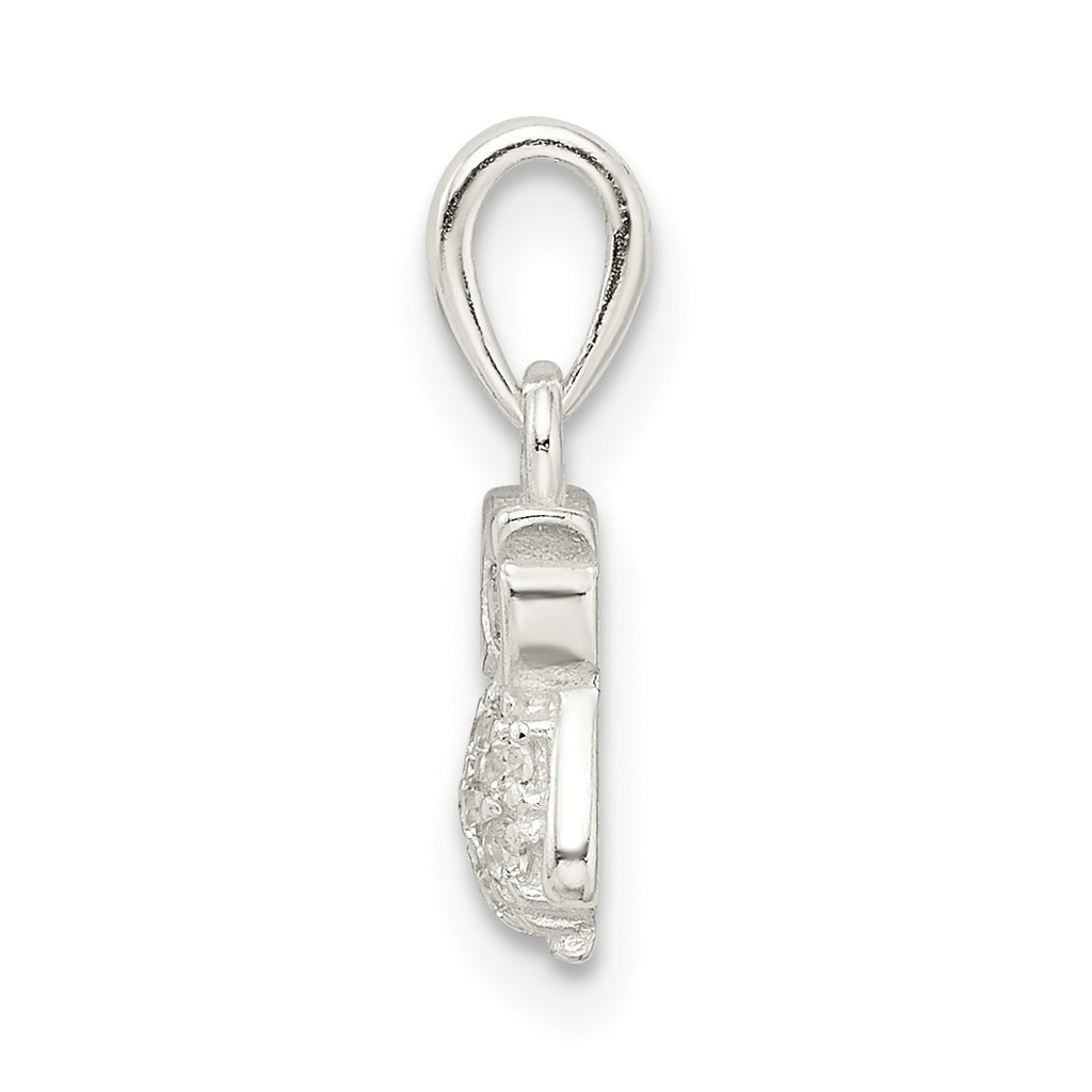 Sterling Silver 925 Owl Pendant with White CZ and Anti-Tarnish Finish