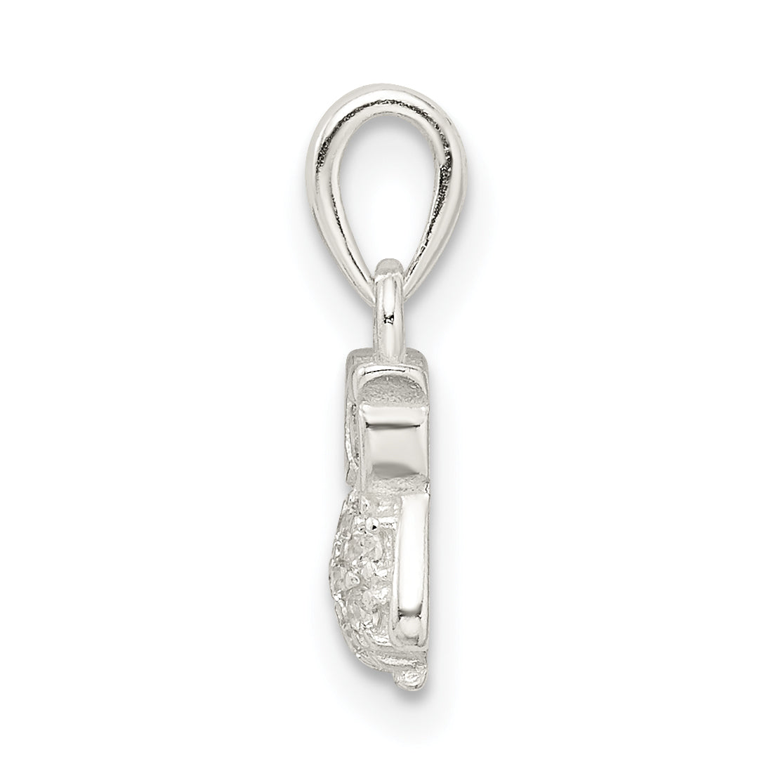 Sterling Silver 925 Owl Pendant with White CZ and Anti-Tarnish Finish