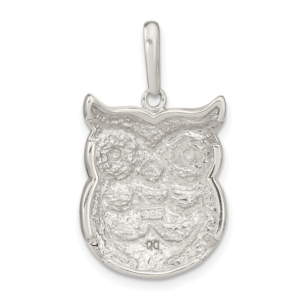 Sterling Silver 925 Owl Pendant with Onyx and MOP Elegant Design