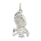 Sophia Jewelers Sterling Silver Eagle Pendant with Polished Diamond-Cut Finish