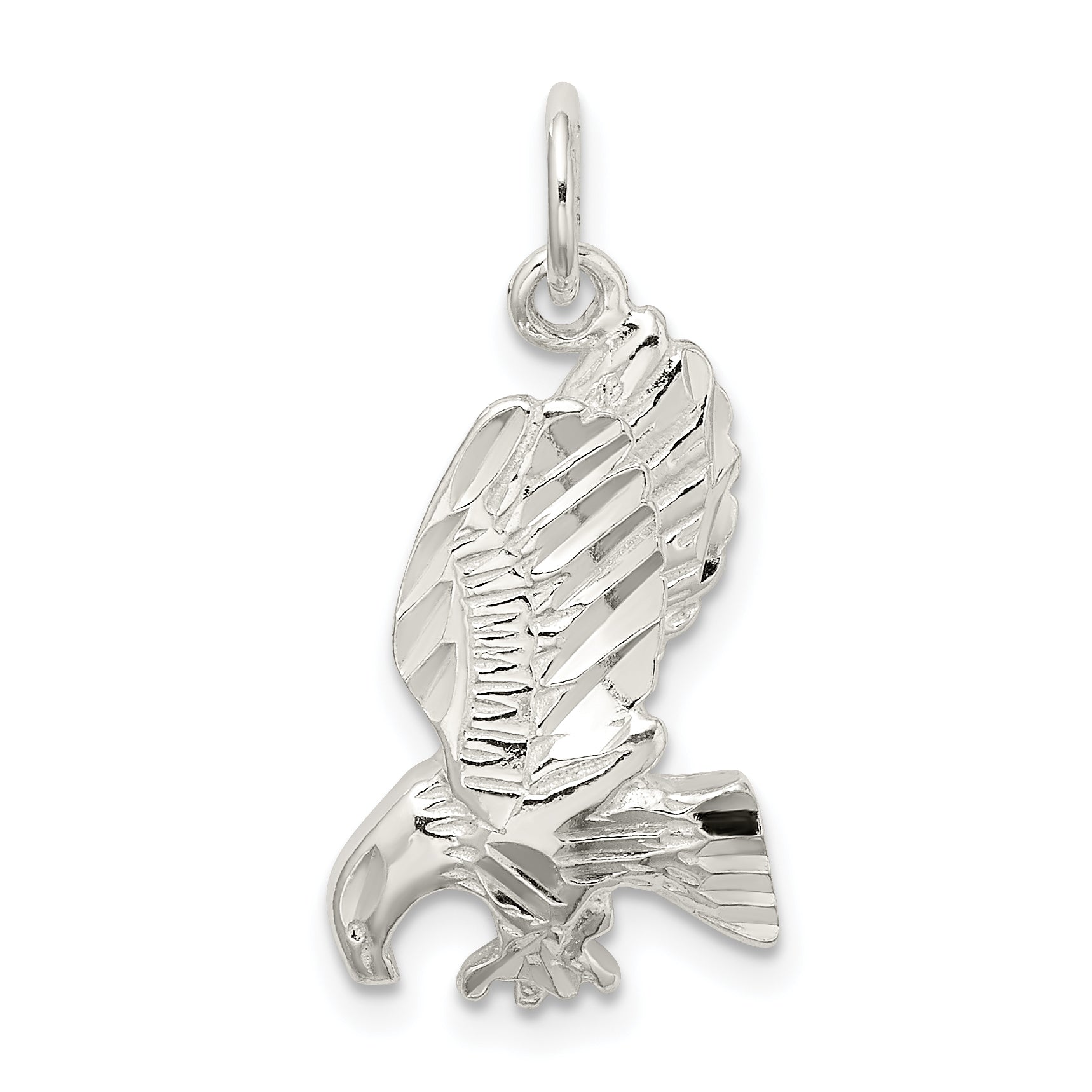 Sterling Silver Polished and Diamond-cut Eagle Pendant Main image