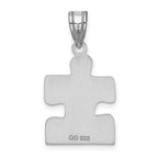 Sterling Silver Autism Puzzle Piece Pendant with Rhodium Plating and Enamel Detailing