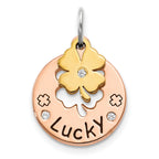 Sterling Silver Rose Tone CZ Four Leaf Clover Pendant