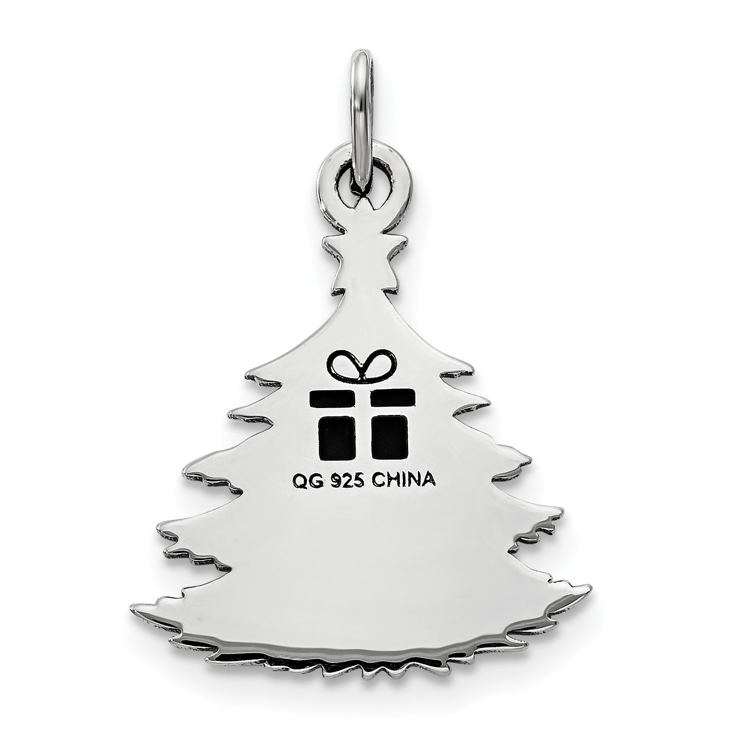 Sophia Jewelers Sterling Silver Enameled Christmas Tree Pendant in Festive Green Secondary image