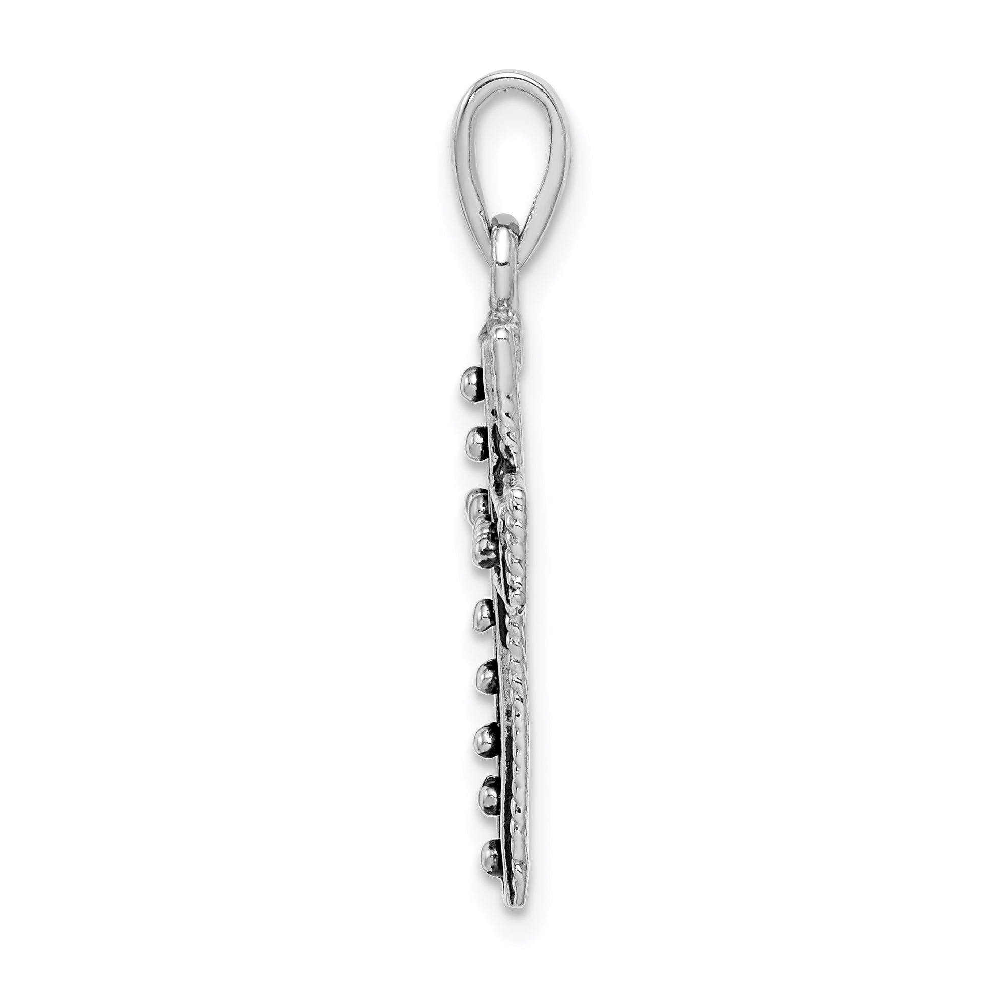 Sterling Silver Rhodium-plated & Antiqued Cross Pendant Secondary image