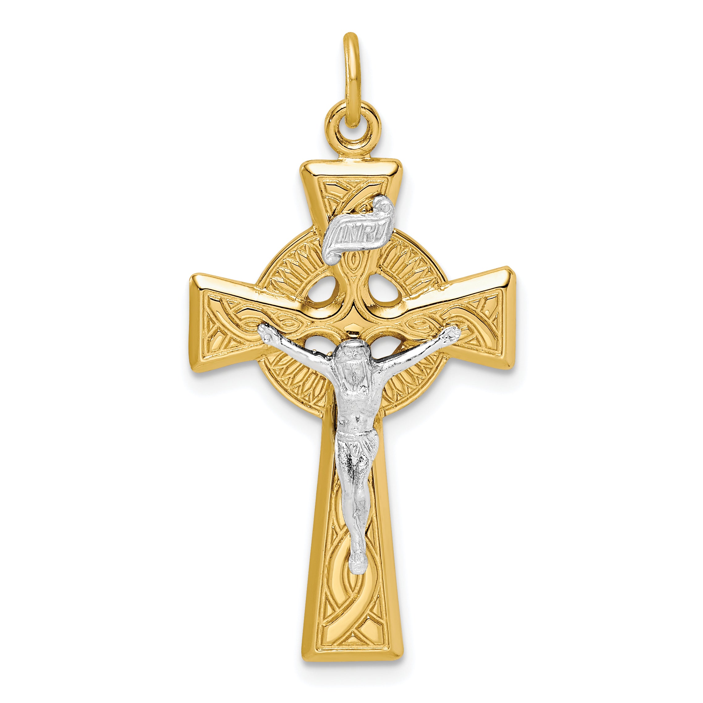 Sterling Silver & Gold Tone INRI Crucifix Pendant Main image