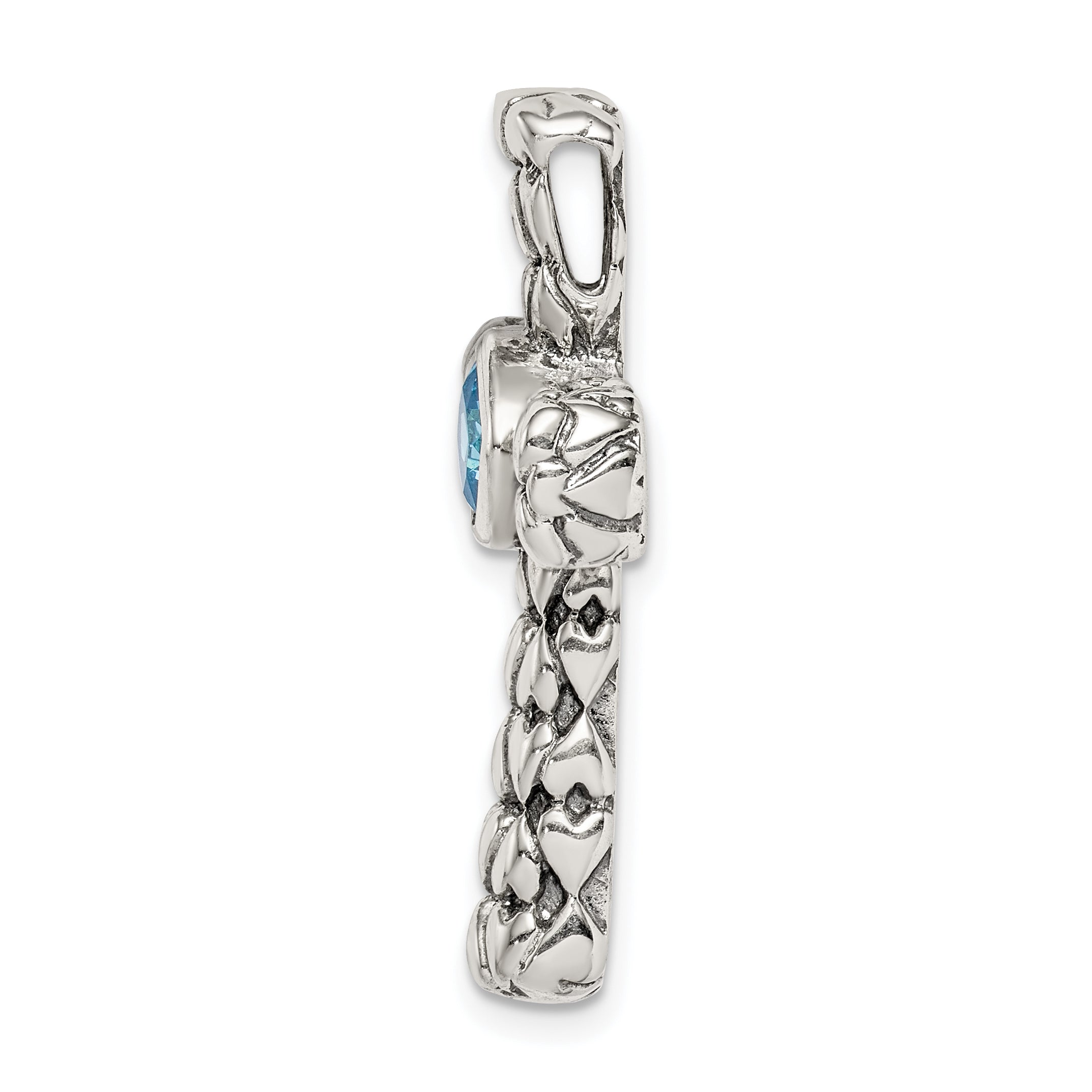 Sterling Silver Blue CZ Cross Chain Slide Secondary image