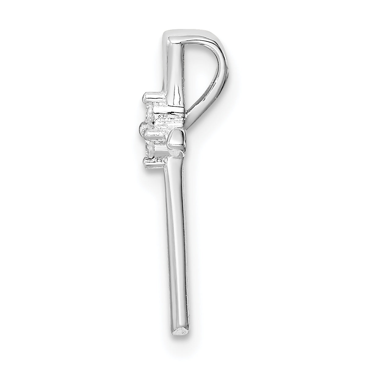 Sterling Silver Rhodium plated CZ Cross Chain Slide Pendant Secondary image