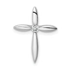 Sterling Silver Rhodium-plated Center CZ Passion Cross Chain Slide