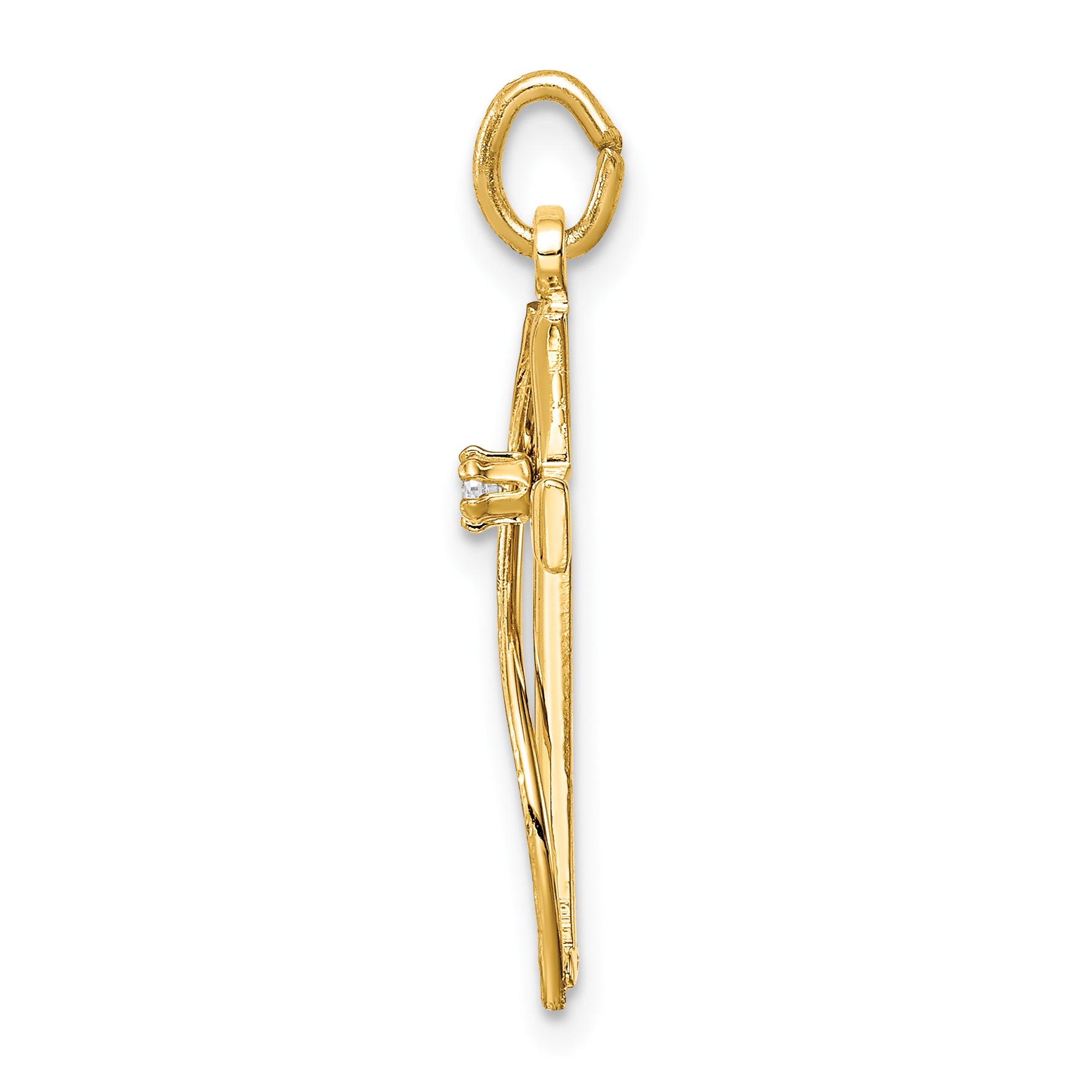 Sterling Silver Gold Tone & CZ Cross Pendant Secondary image