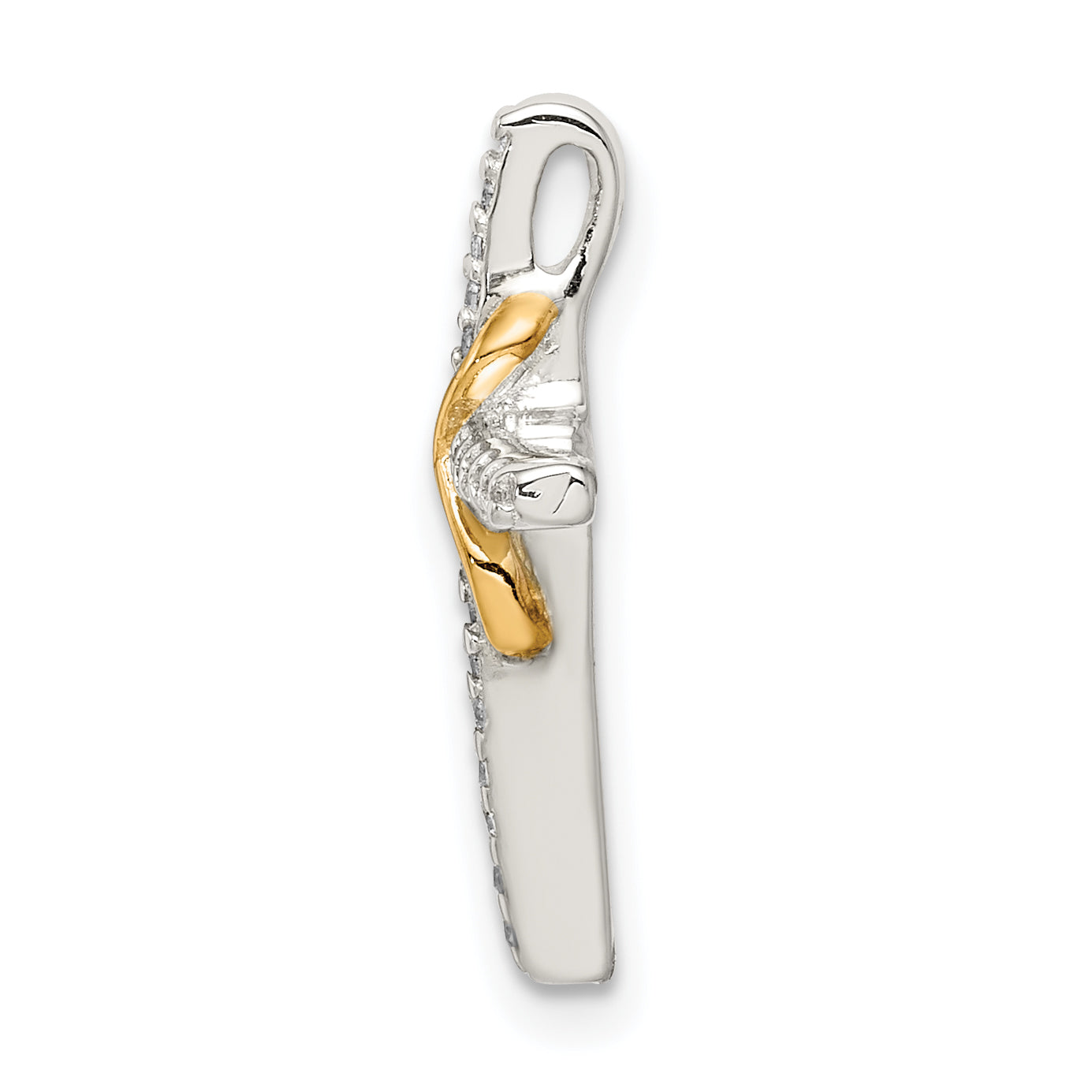 Sterling Silver & Gold Tone CZ Cross Chain Slide Secondary image