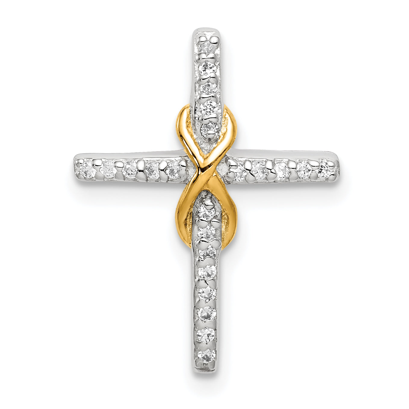 Sterling Silver & Gold Tone CZ Cross Chain Slide Main image