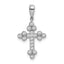 Sterling Silver Rhodium-plated Polished CZ Budded Cross Pendant
