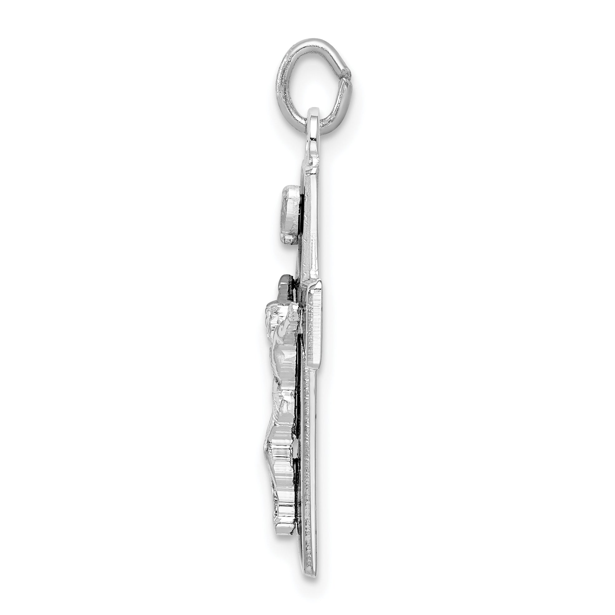 Sterling Silver Rhodium-plated Enamel Crucifix Pendant Secondary image