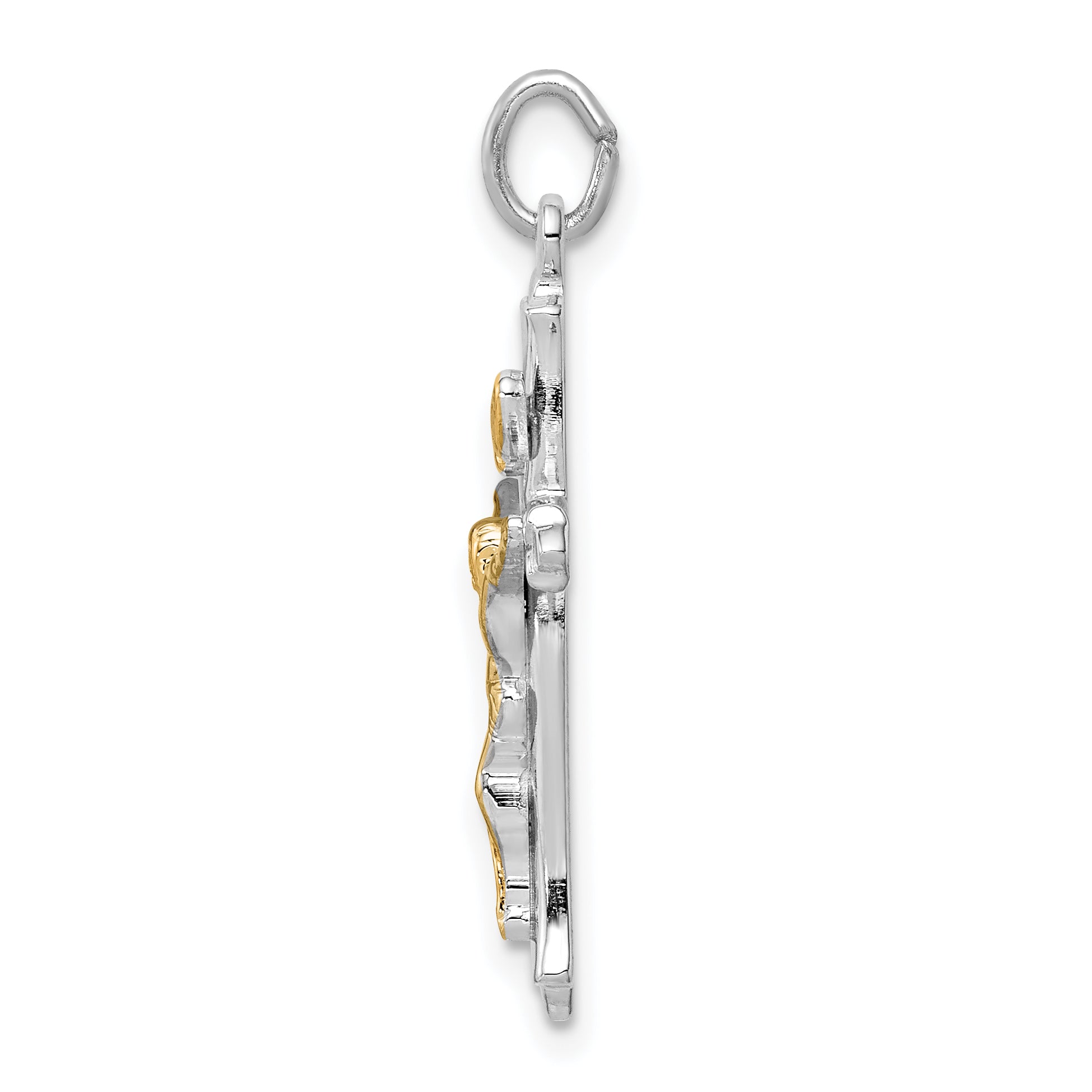 Sterling Silver Rhodium-plated & Gold Tone Crucifix Pendant Secondary image