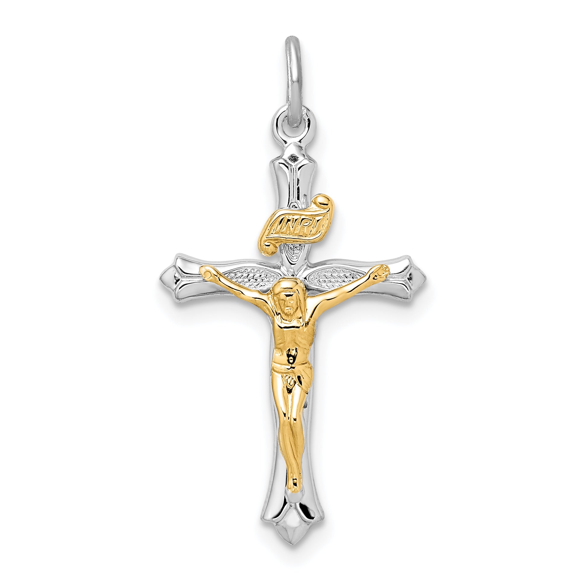 Sterling Silver Rhodium-plated & Gold Tone Crucifix Pendant Main image