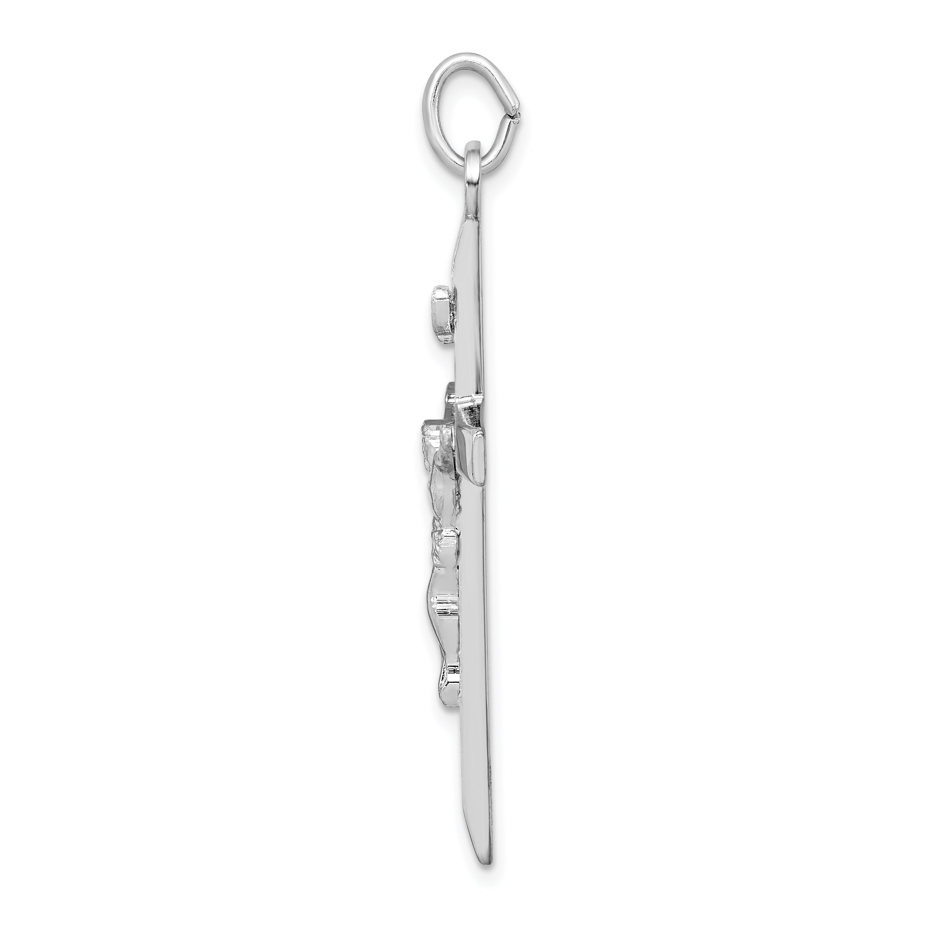 Sterling Silver Rhodium-plated Textured Crucifix Cross Pendant Secondary image