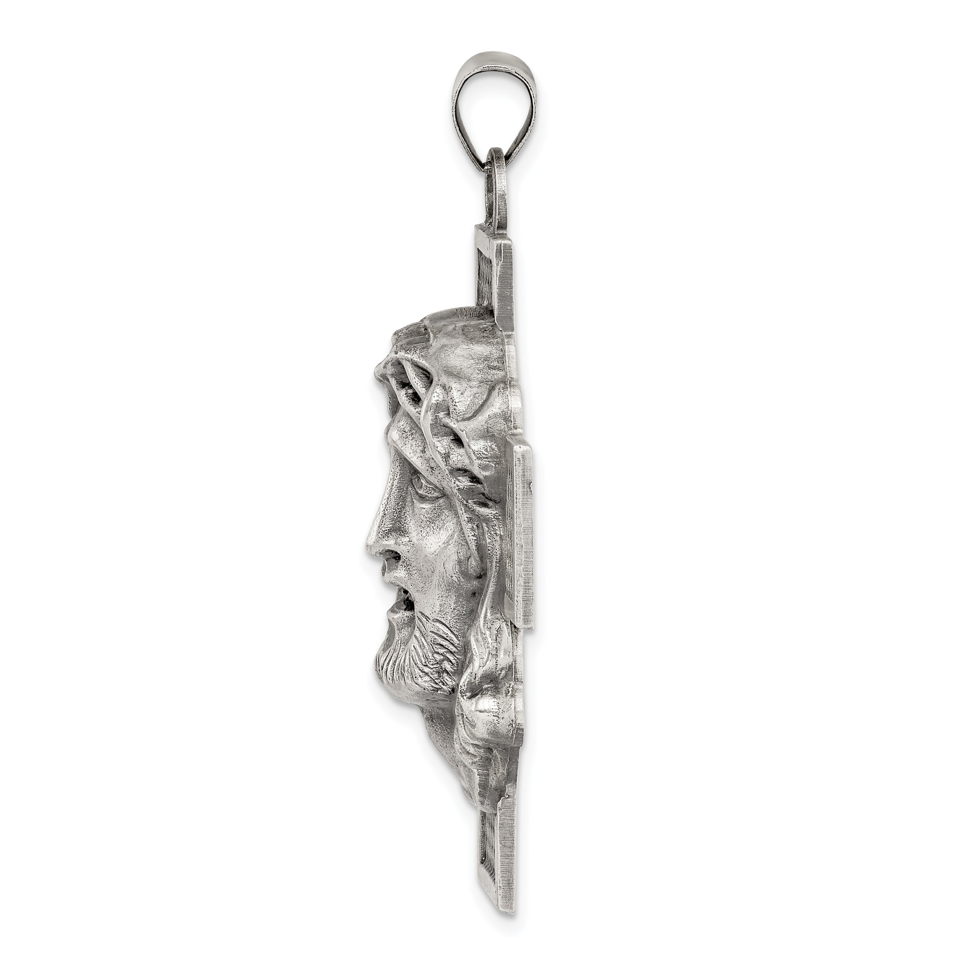 Sterling Silver Hollow Satin Antiqued Jesus Cross Medal Secondary image