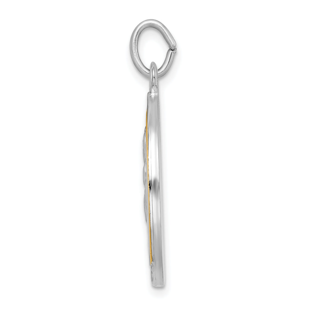 Sterling Silver Rhodium-plated & Gold Tone St. Anthony Medal Pendant