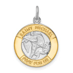 Sterling Silver Rhodium-plated & Gold Tone St. Michael Medal