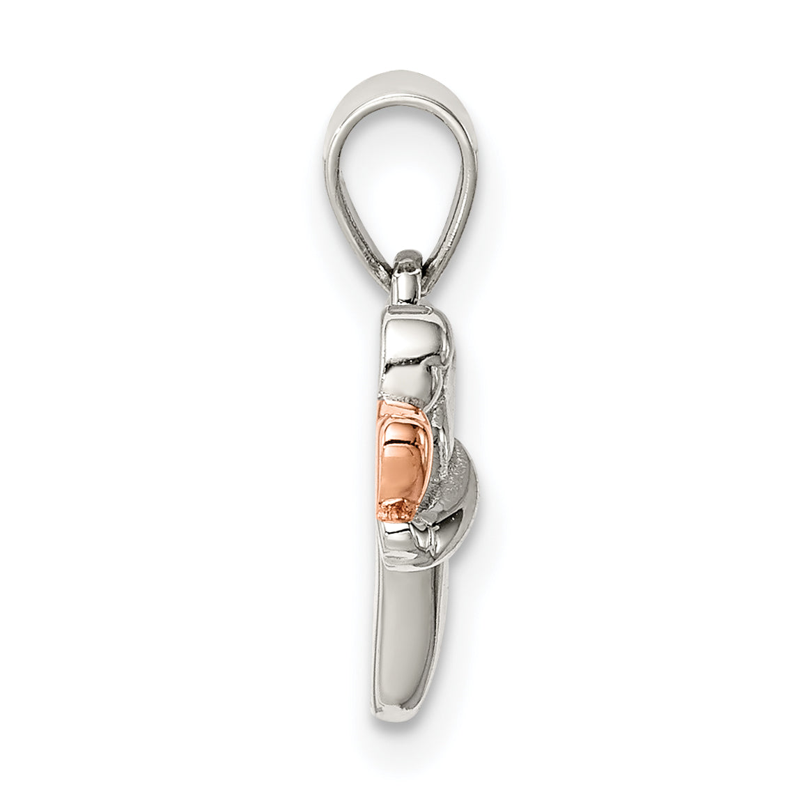 Sterling Silver Rose-tone Polished Angel Pendant Secondary image