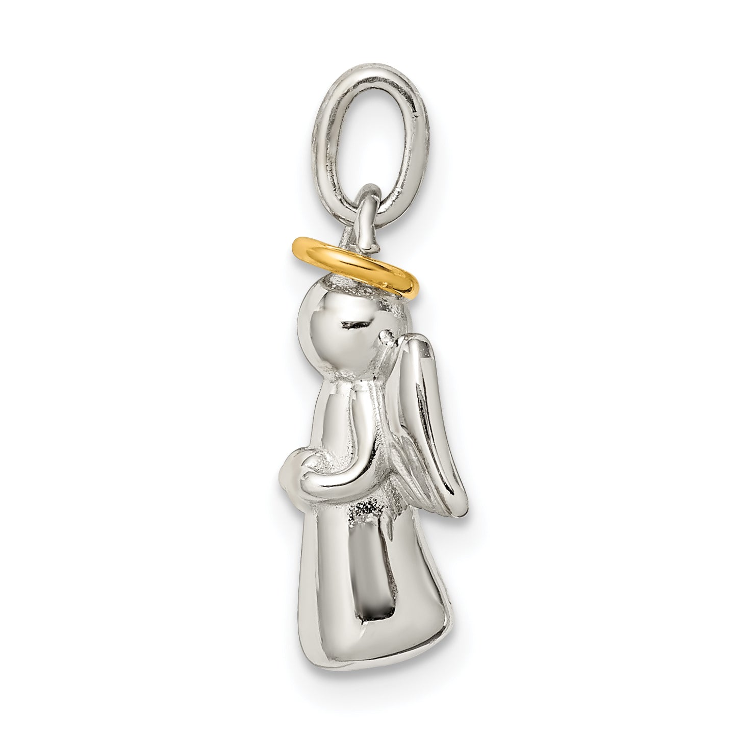 Sterling Silver Gold-plated Polished Angel Pendant Secondary image