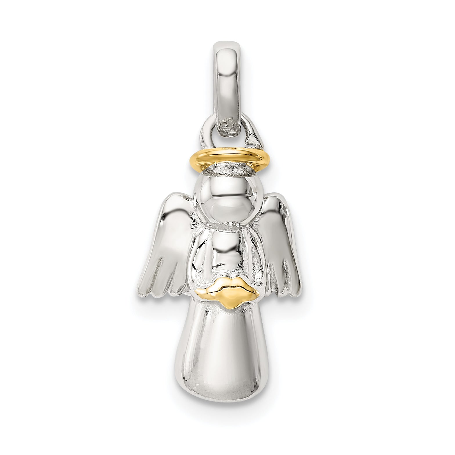 Sterling Silver Gold-plated Polished Angel Pendant Main image