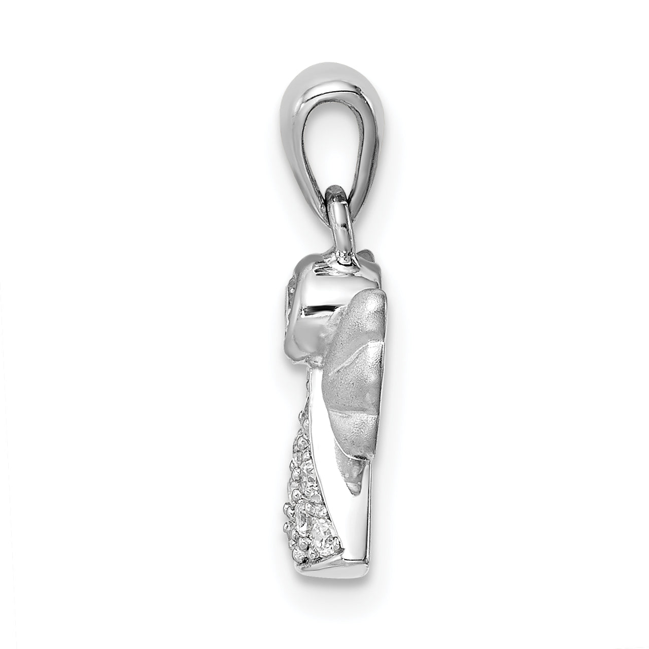 Sterling Silver Rhodium-plated CZ Satin Angel Pendant Secondary image