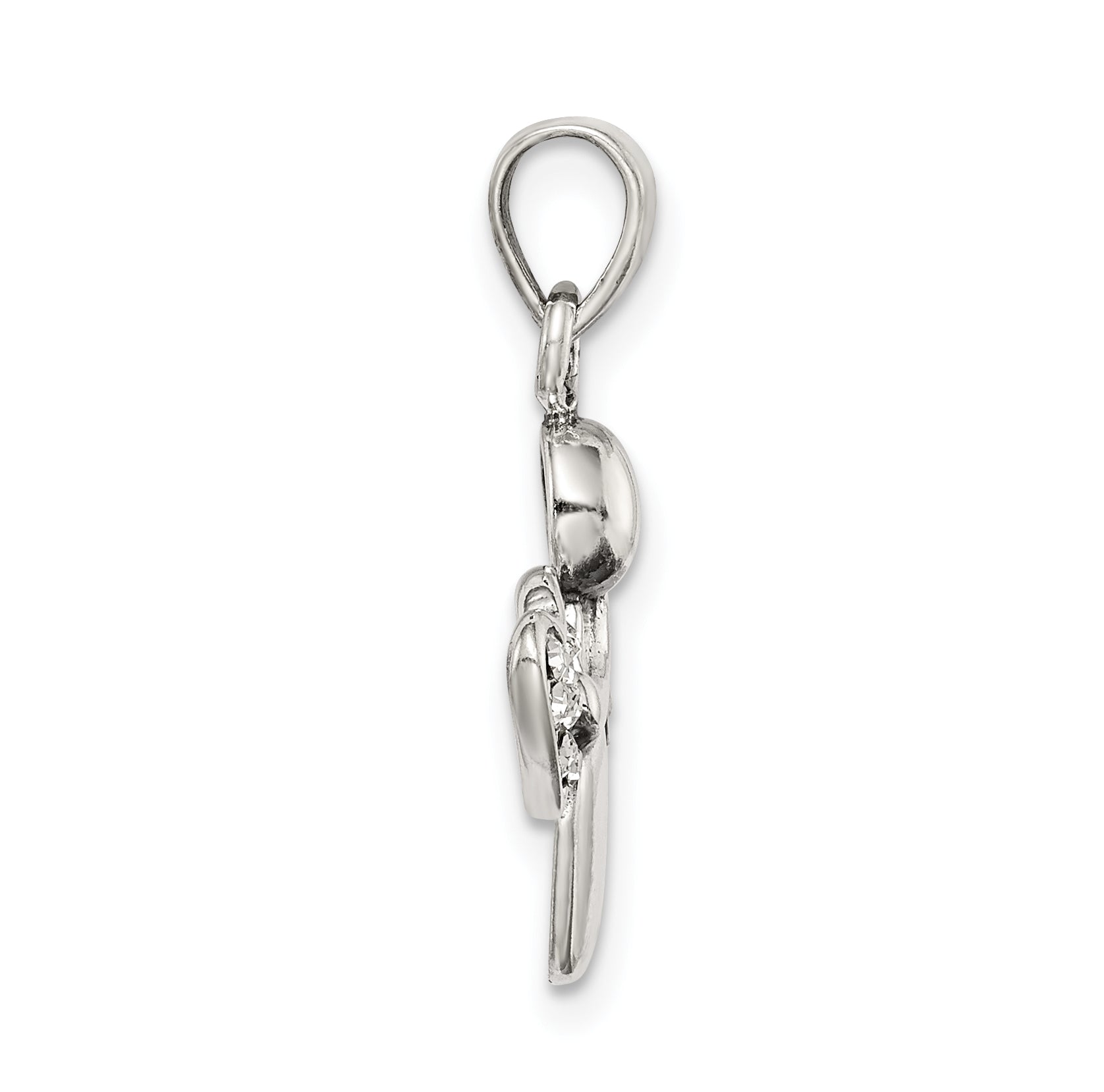 Sterling Silver Antiqued & CZ Angel Charm Secondary image