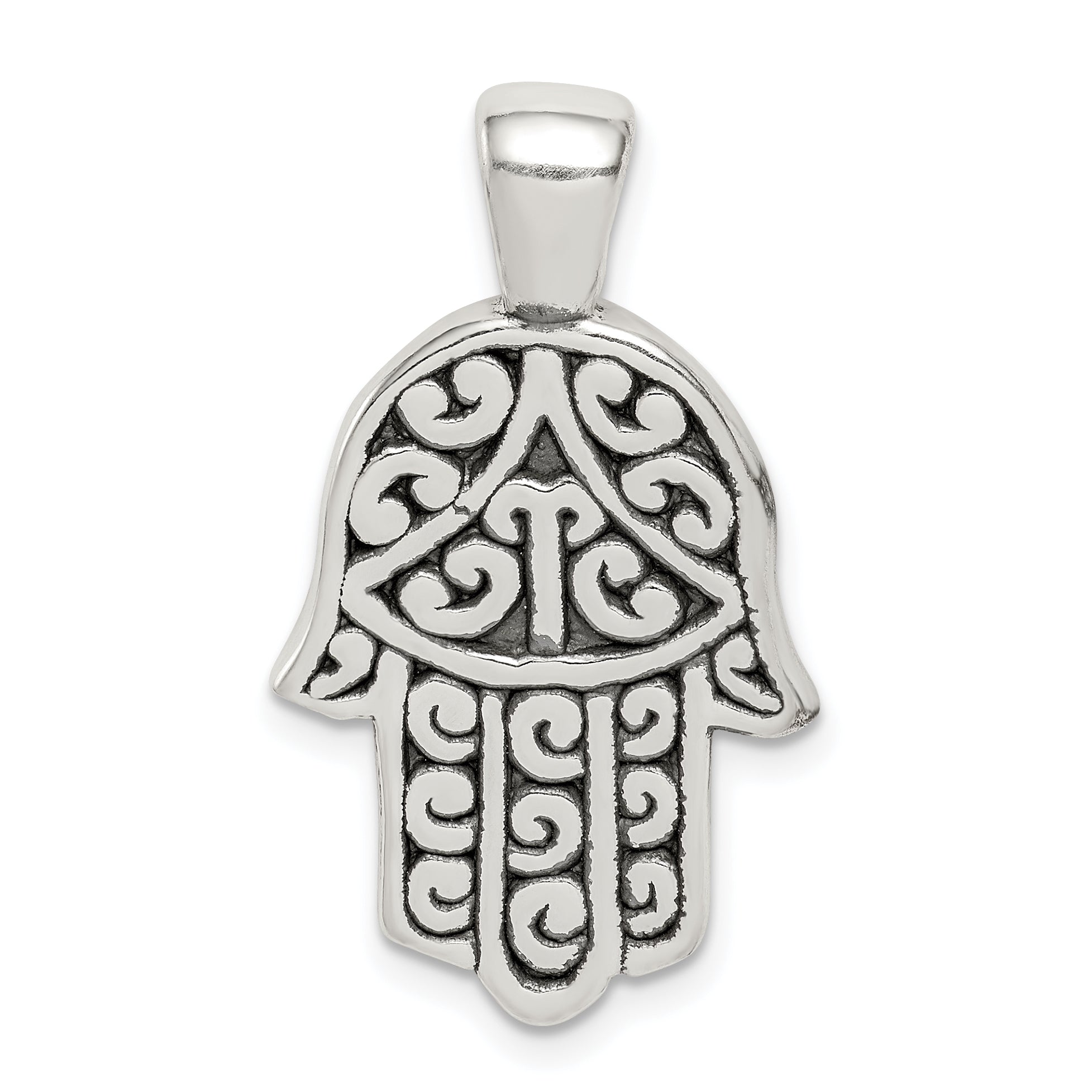 Sterling Silver Antiqued Hamsa Pendant Main image
