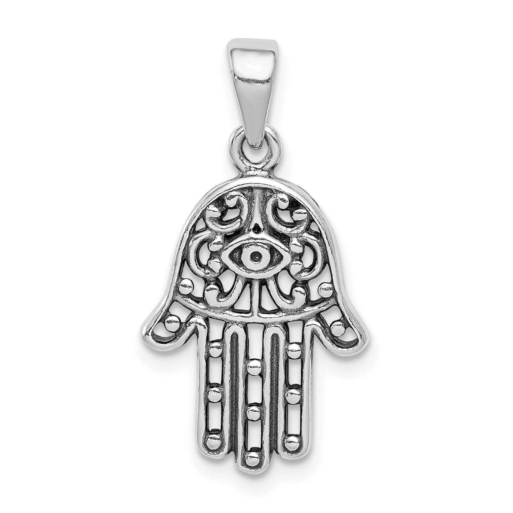 Sterling Silver Antiqued Hamsa Pendant Main image