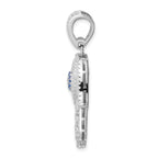 Sterling Silver Rhodium-plated Created Spinel & White CZ Hamsa Pendant