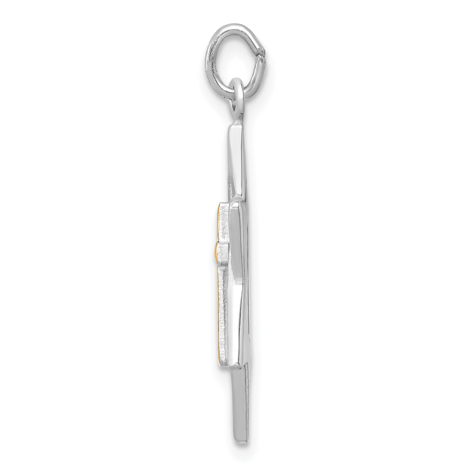 Sterling Silver Rhodium-plated Gold Tone Cross Star of David Charm Pendant Secondary image