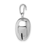 Sterling Silver Rhodium-plated Polished Bell inside Puffed Heart Pendant