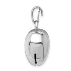 Sterling Silver Rhodium-plated Polished Bell inside Puffed Heart Pendant