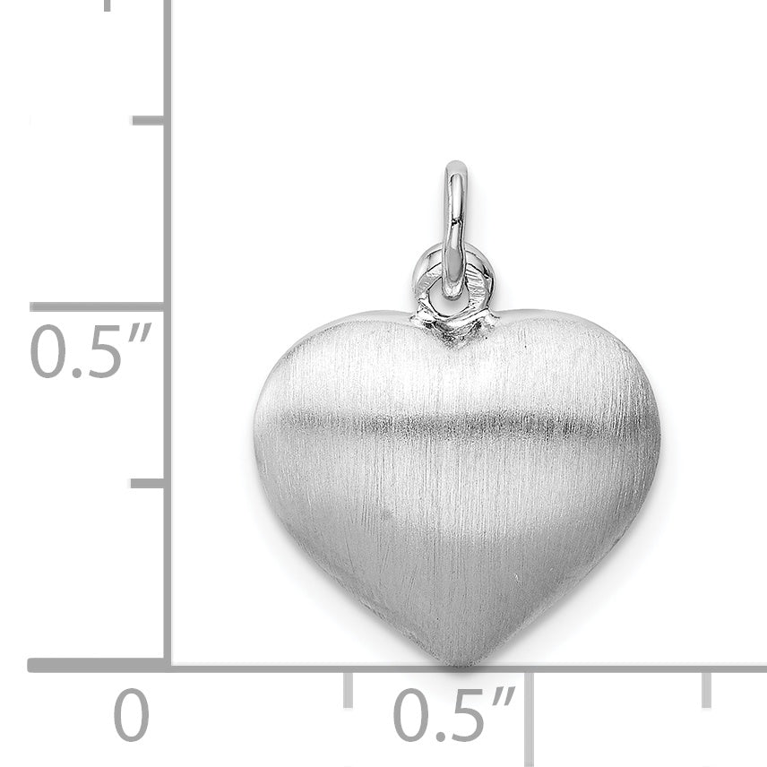 Sterling Silver Rhodium-plated Brushed/Polished Reversible Puffed Heart Pen