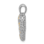 Sterling Silver Rhodium-plated & Gold-tone D/C Hollow Heart Pendant