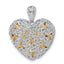 Sterling Silver Rhodium-plated & Gold-tone D/C Hollow Heart Pendant