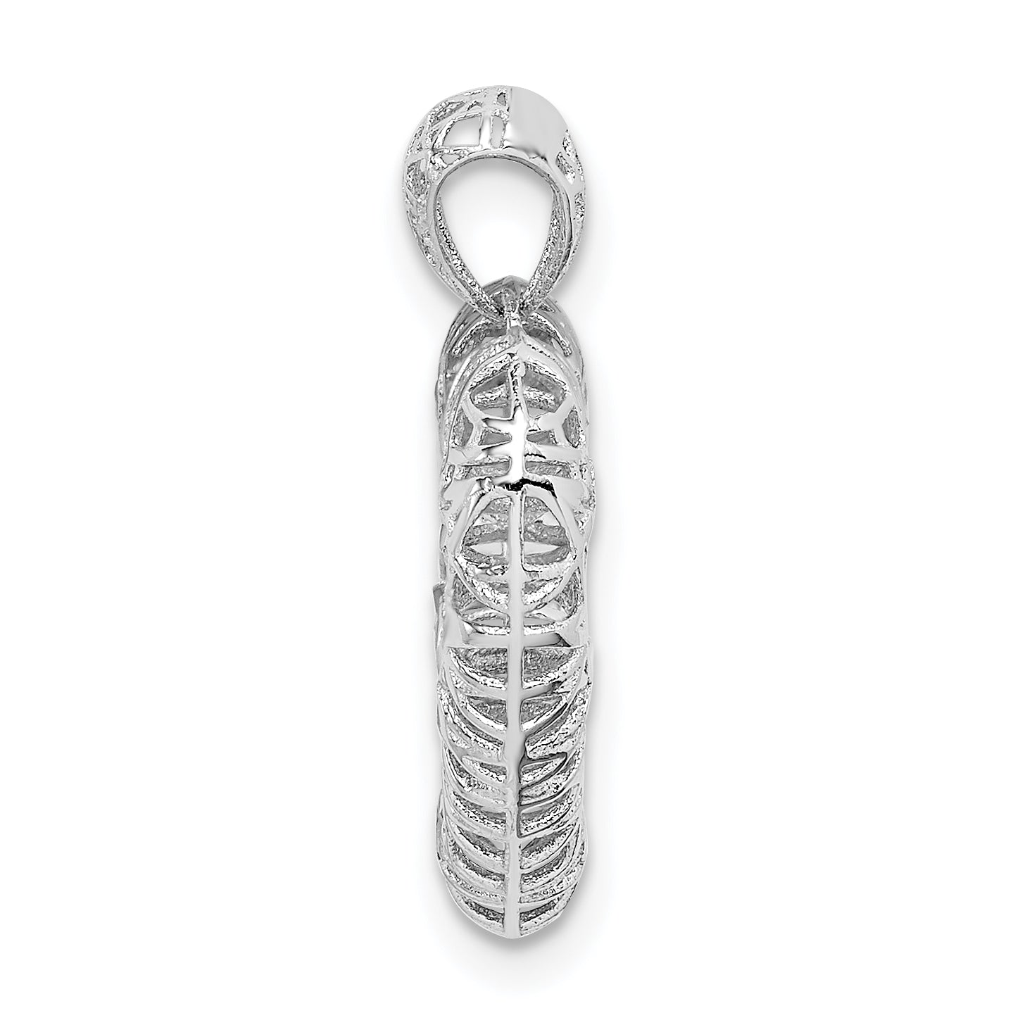 Sterling Silver Rhodium-plated Polished D/C Heart Pendant