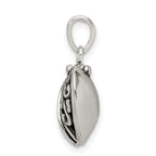 Sterling Silver Polished and Antiqued I LOVE YOU Message within a Decorative Scroll Patterned Moveable Opening Shell Heart Pendant