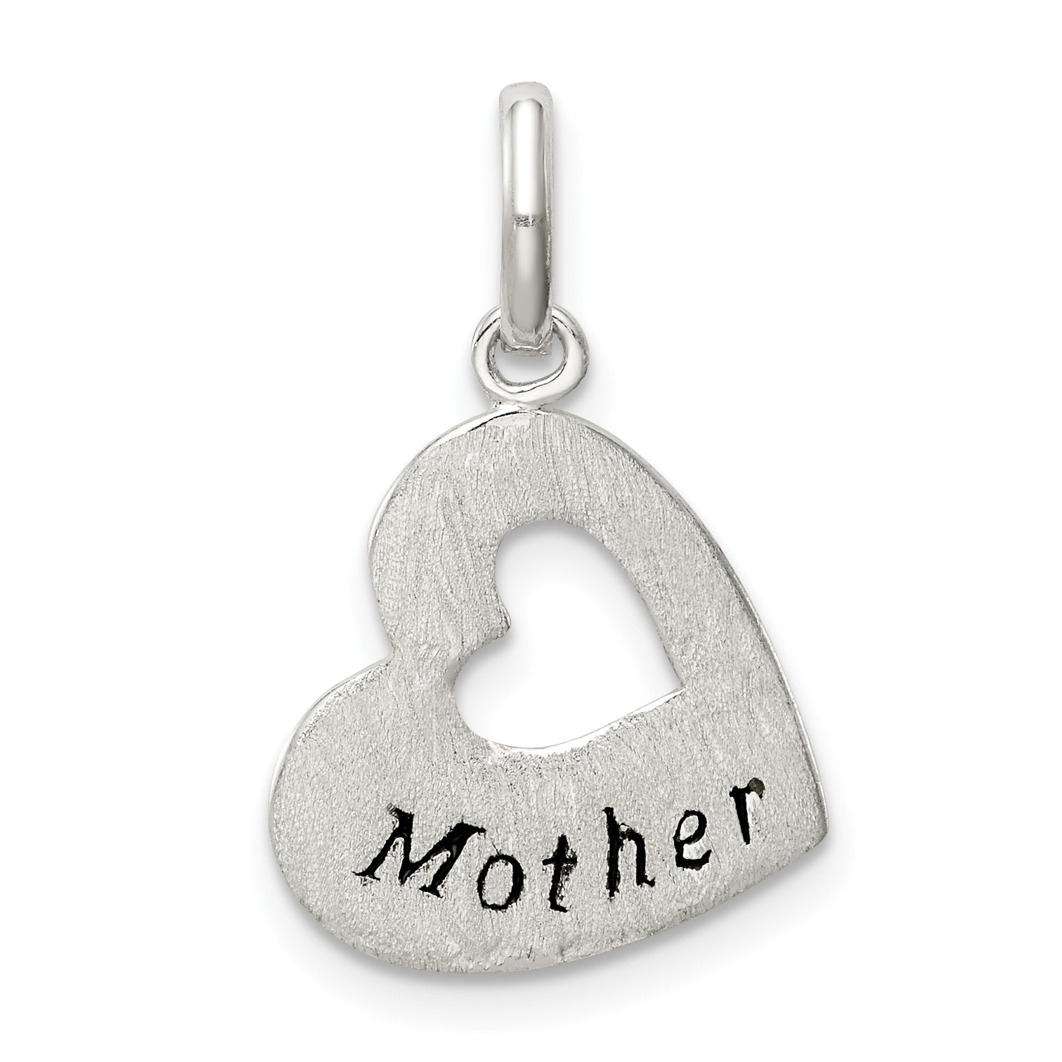 Sterling Silver Brushed & Antiqued Mother Heart Pendant Main image