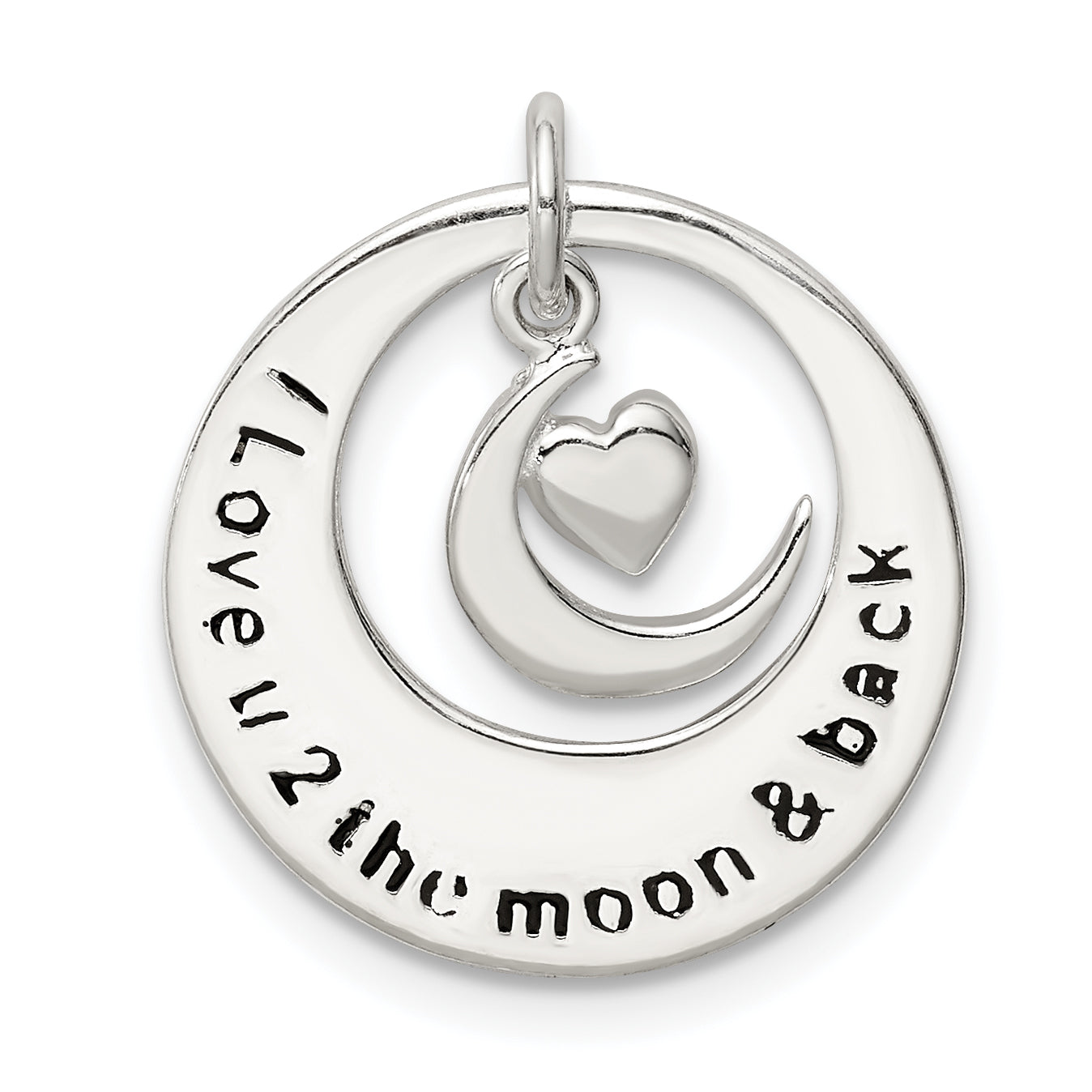 Sterling Silver Enamel I LOVE YOU TO THE MOON AND BACK Pendant Main image