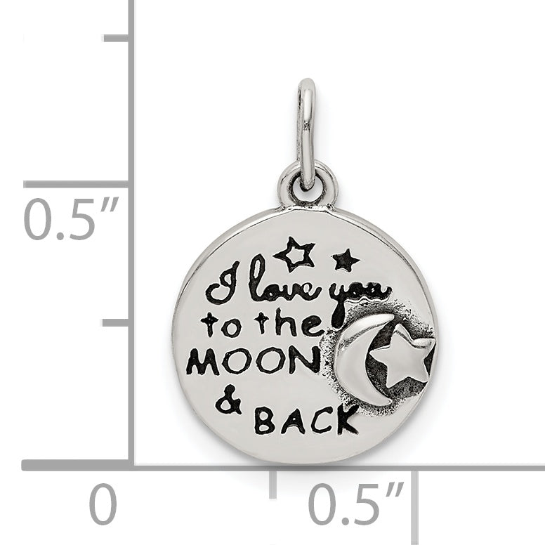 Sterling Silver Enamel Love you to the Moon & Back Charm Pendant