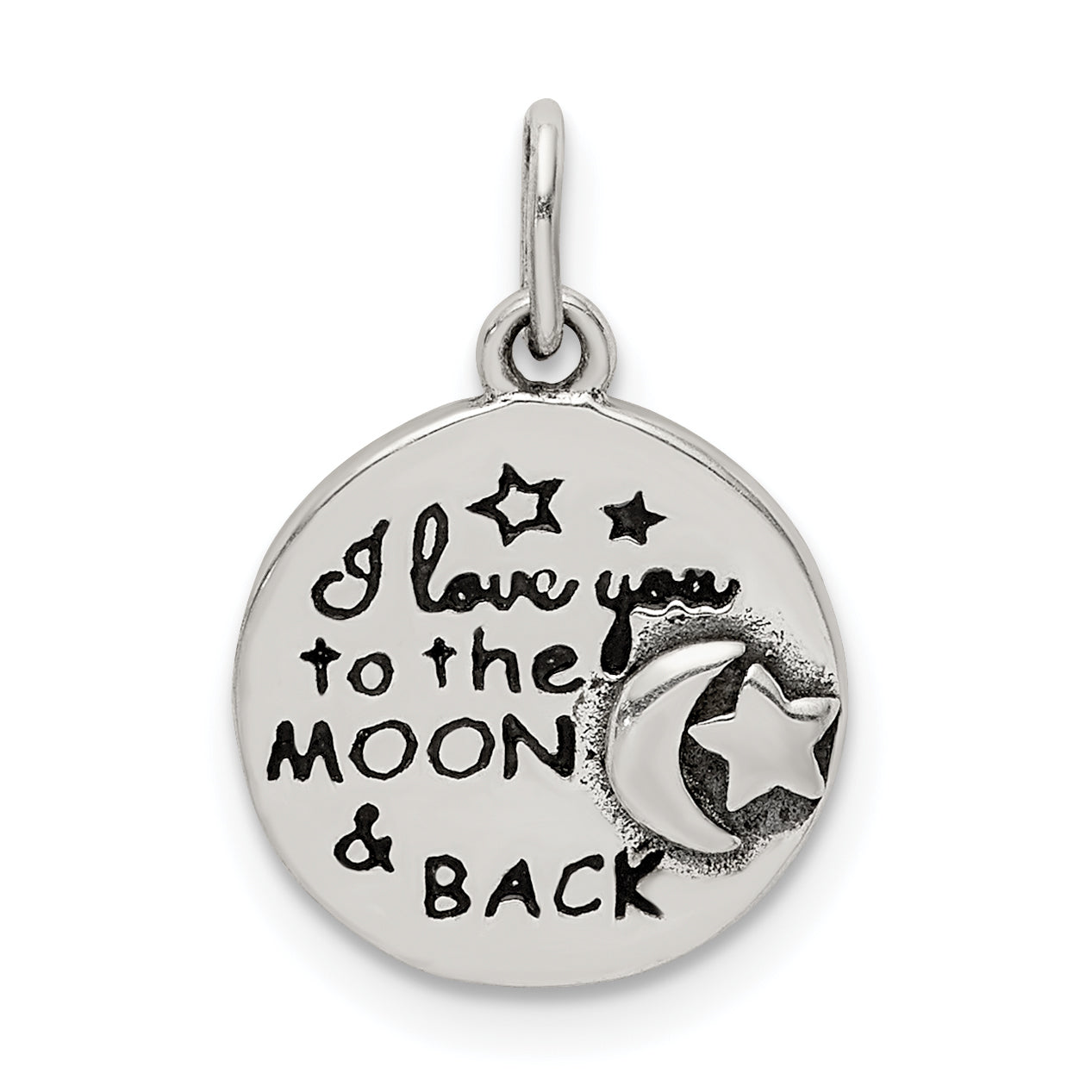 Sterling Silver Enamel Love you to the Moon & Back Charm Pendant Main image