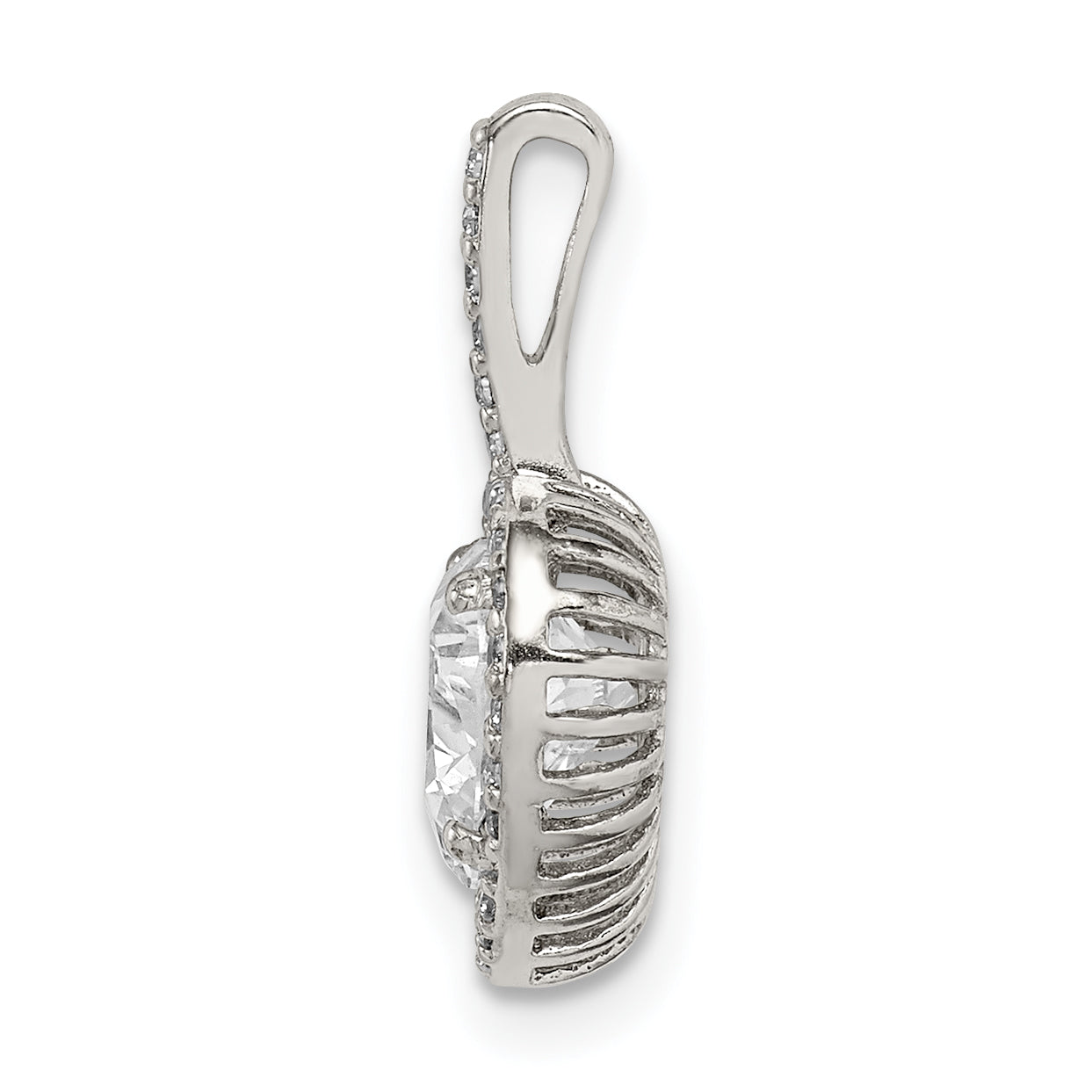 Sterling Silver CZ Heart Chain Slide Secondary image