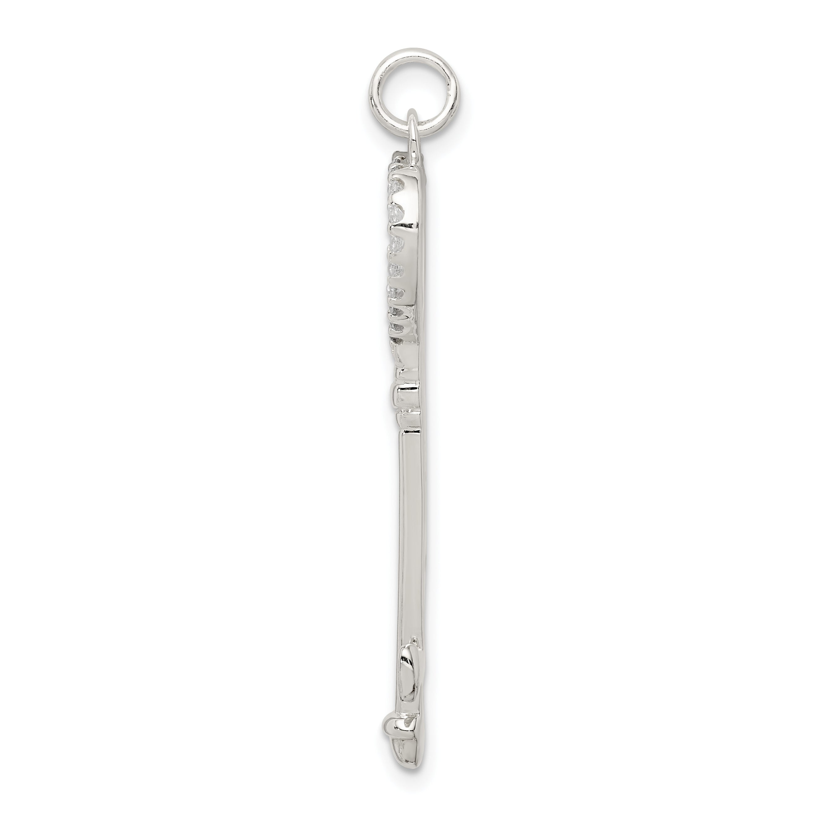 Sterling Silver CZ Heart Key Pendant Secondary image