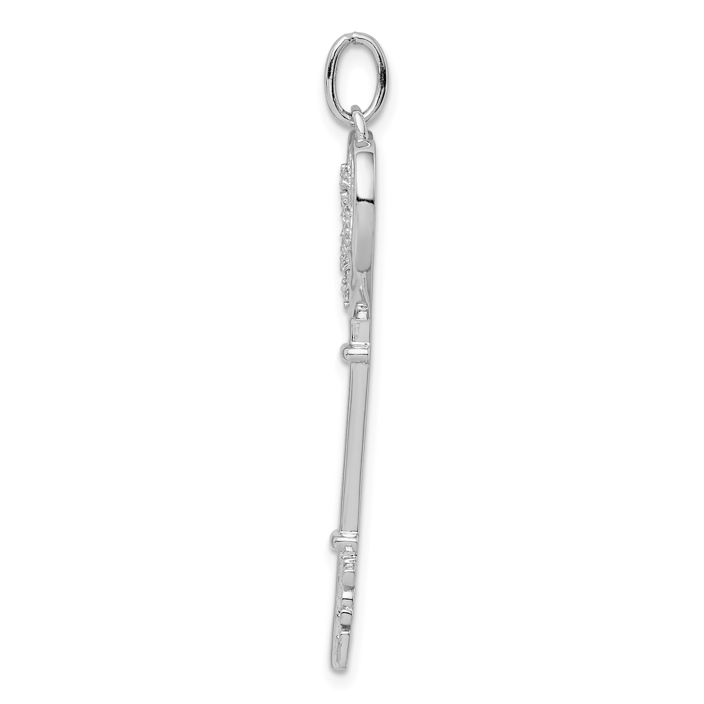 Sterling Silver Rhod-plated CZ Love Key Pendant Secondary image
