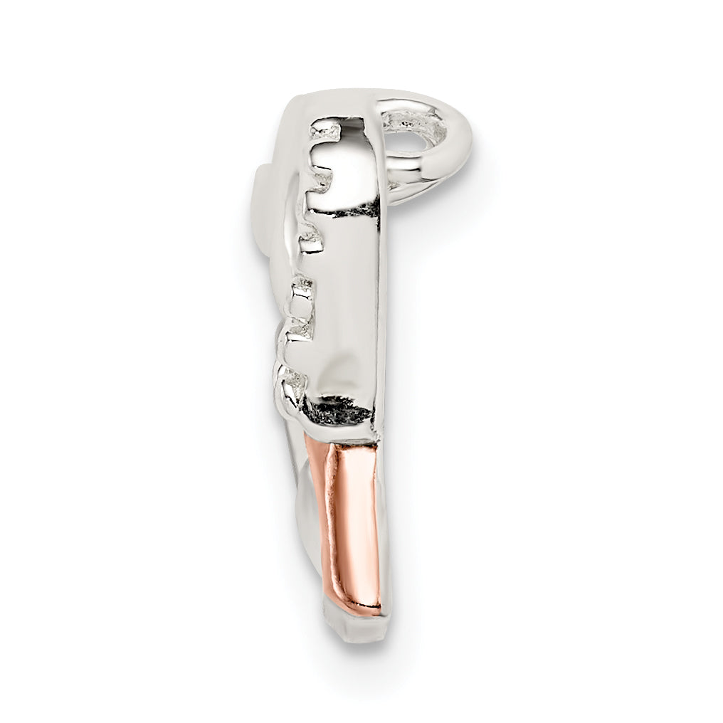 Sterling Silver Rhodium-plated & Rose Tone Heart Chain Slide Secondary image