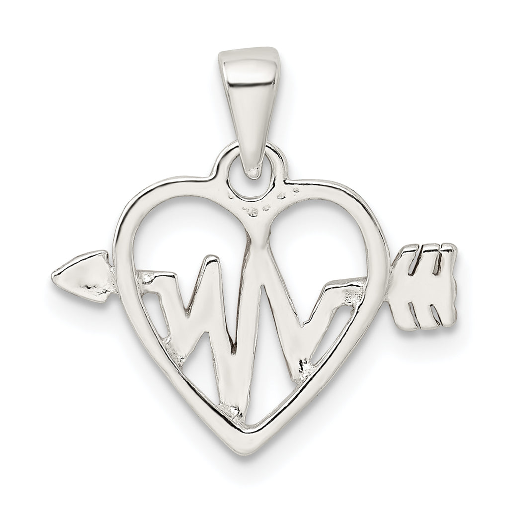 Sterling Silver Rhodium-plated & Rose Tone Heart and Arrow Pendant